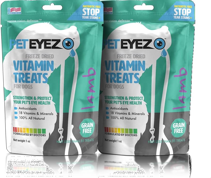 Pet Eyez-Dog Tear Stain Rer - Tear Stain Donr - Köpek Bakımı - Astaxanthin, Blueberry Fruit Toz, Lutein,j Free, All-Dog Doğal Protein (Lamb-2 Pack)