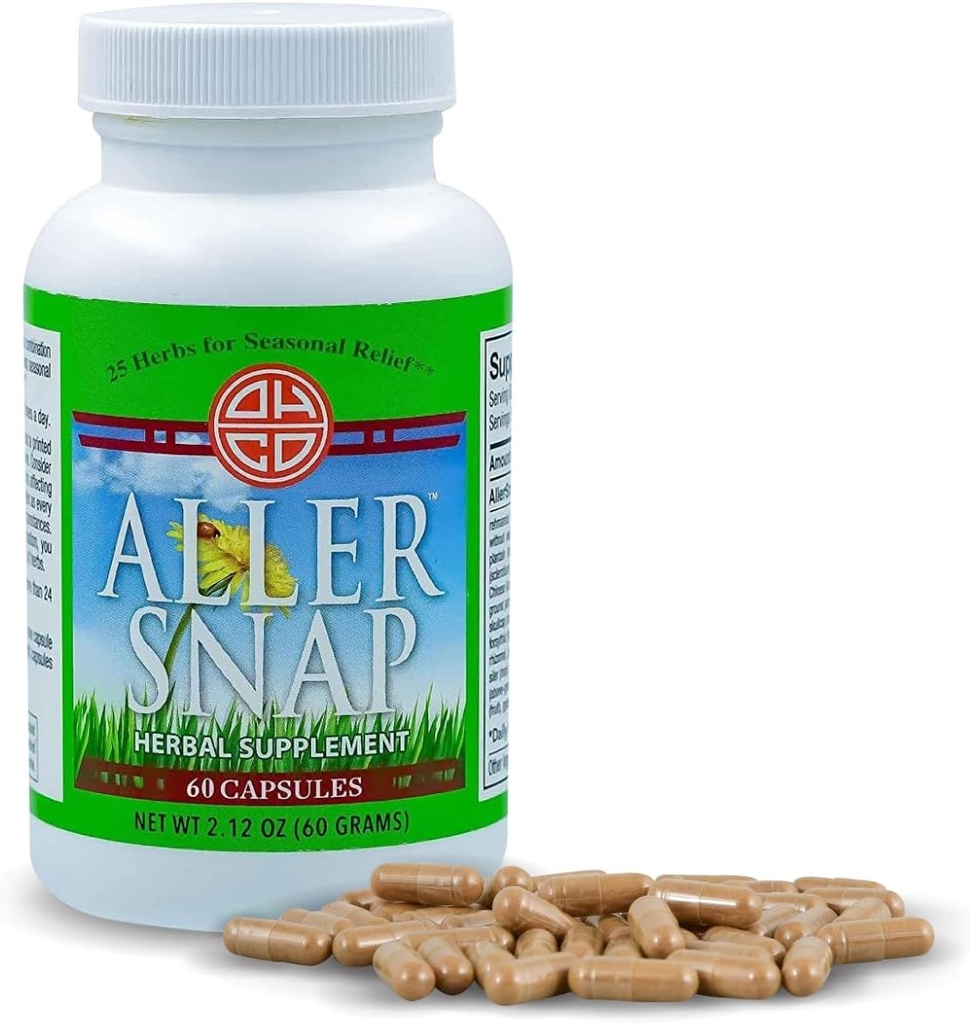 Aller Snap - Çin Herbal Supplement 25 Herbs for Mevsim Alerji Belirtileri, Irritation - Non-Drowsy, Non-Stimulating, Fast-Acting Natural Alerji ilaçları - 60 Capsules