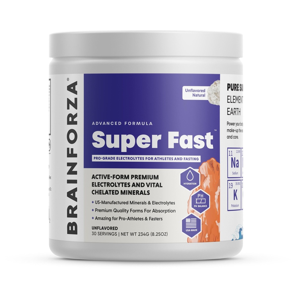 Beyin Forza Super Fast Keto Electrolytes for Fasting - Premium Electrolytes, No Sugar or Flavoring w/Pyum, sodyum, Magnezyum, Kalsiyum, çinko, Pink Himalaya Salt, (30srv, Unflavored)