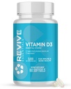 Revive MD Vitamin D3 Tamam, 5000 IU - Immune Desteği için Yüksek Potency Cholecalciferol, Kalsiyum Aborpsiyon, Bone & Muscle Health - Non-GMO Diyetary Supplement with No Fillers - 60 Softgels