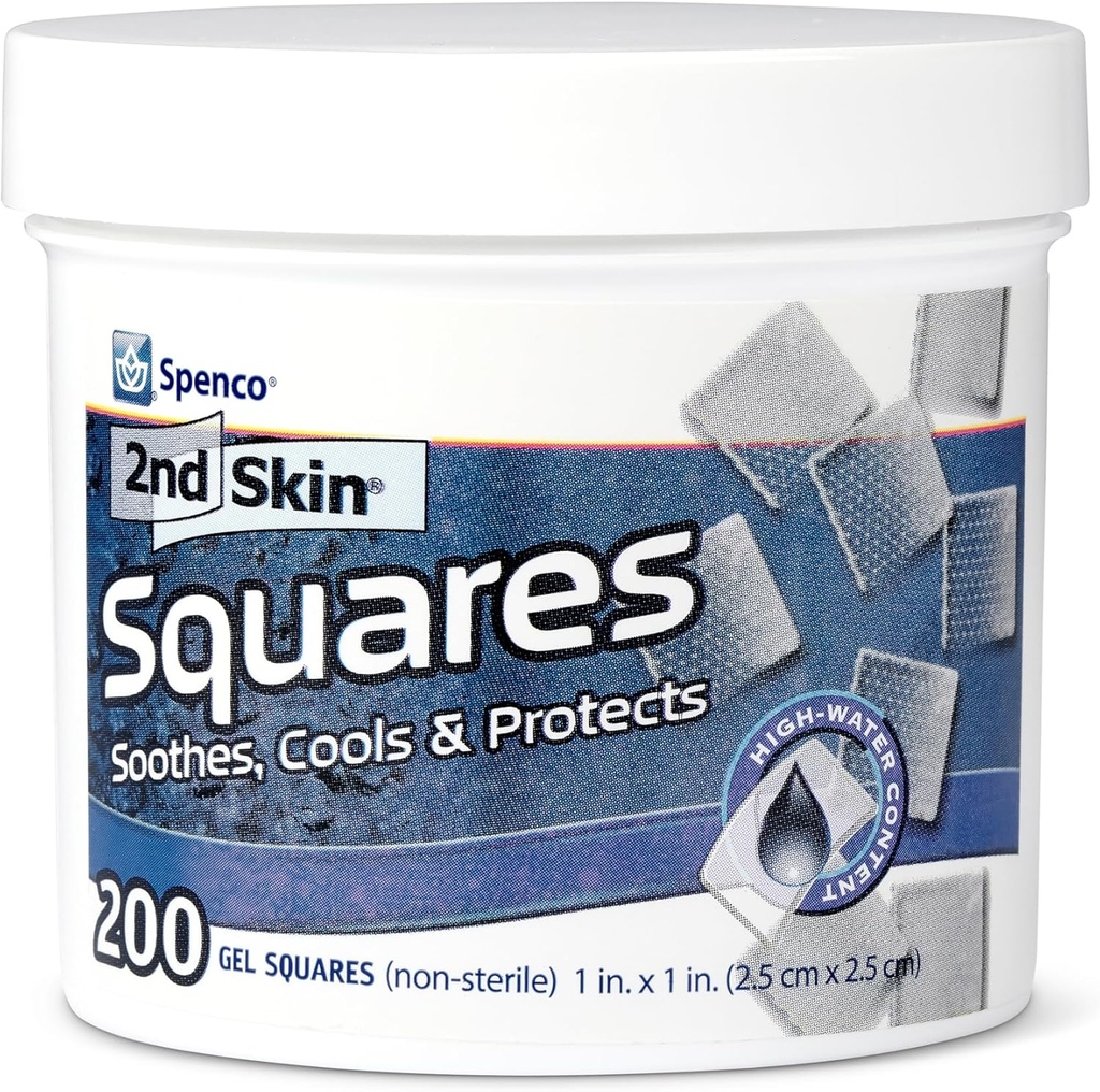 2nd Skin Dressing 1" Squares (200 Count) - Foot & Body için Fırka Pads - Cool Gel Relief Patches -% 95 Su Formula - Non-Stick Chafing Protection - Portable First Aid for Athletes & Hikers
