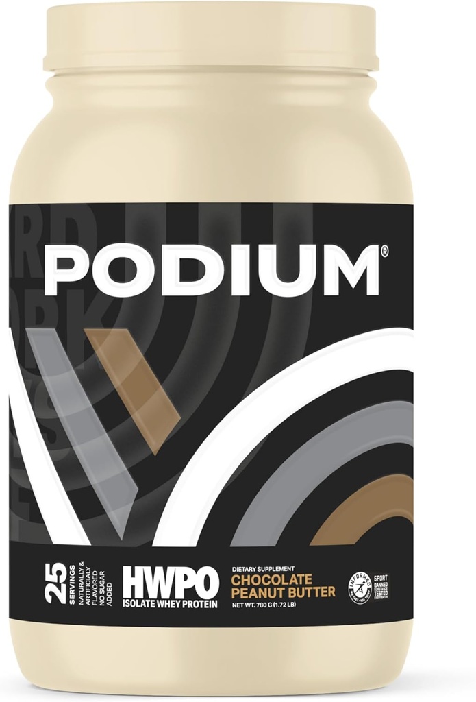 Podium Nutrition x HWPO Training Whey Protein Powder, Σοκολάτα Φυστικοβούτυρο, 20g Πρωτεΐνη ανά υπηρεσία w/Digestive Enzymes, Whey Protein Isolate, Gluten Free & Soy Free, Low Carb & Sugar, 25 Servings