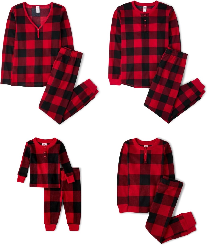 Çocuk Place Family Matching, Plaid Waffle 2 Piece Pajama Setleri