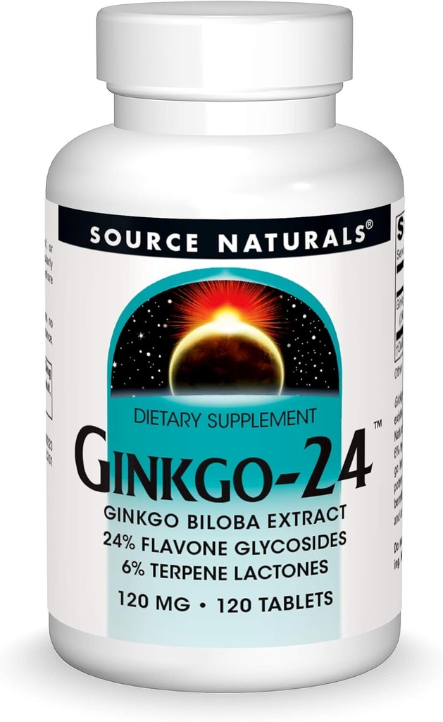 Source Naturals Ginkgo-24 - Ginkgo Biloba Extract 120 mg Supports mental Acuity - 120 Tablet