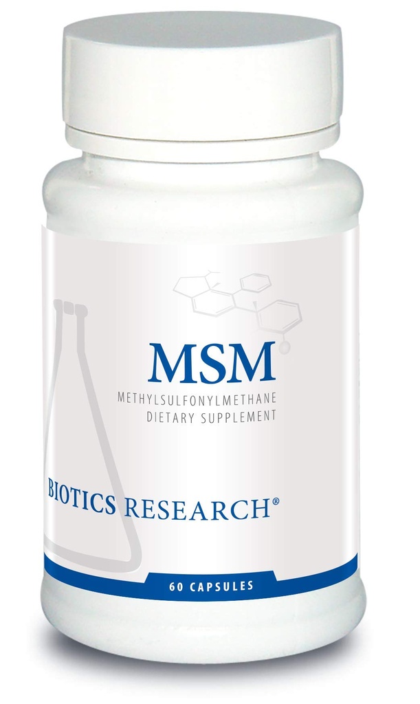 Biotics Araştırma MSM Potent Sulfur Supplement, Collagen Production, Sağlıklı Saç, Skin & Nails, Kas ve Ortak Konfor. 60 Capsules