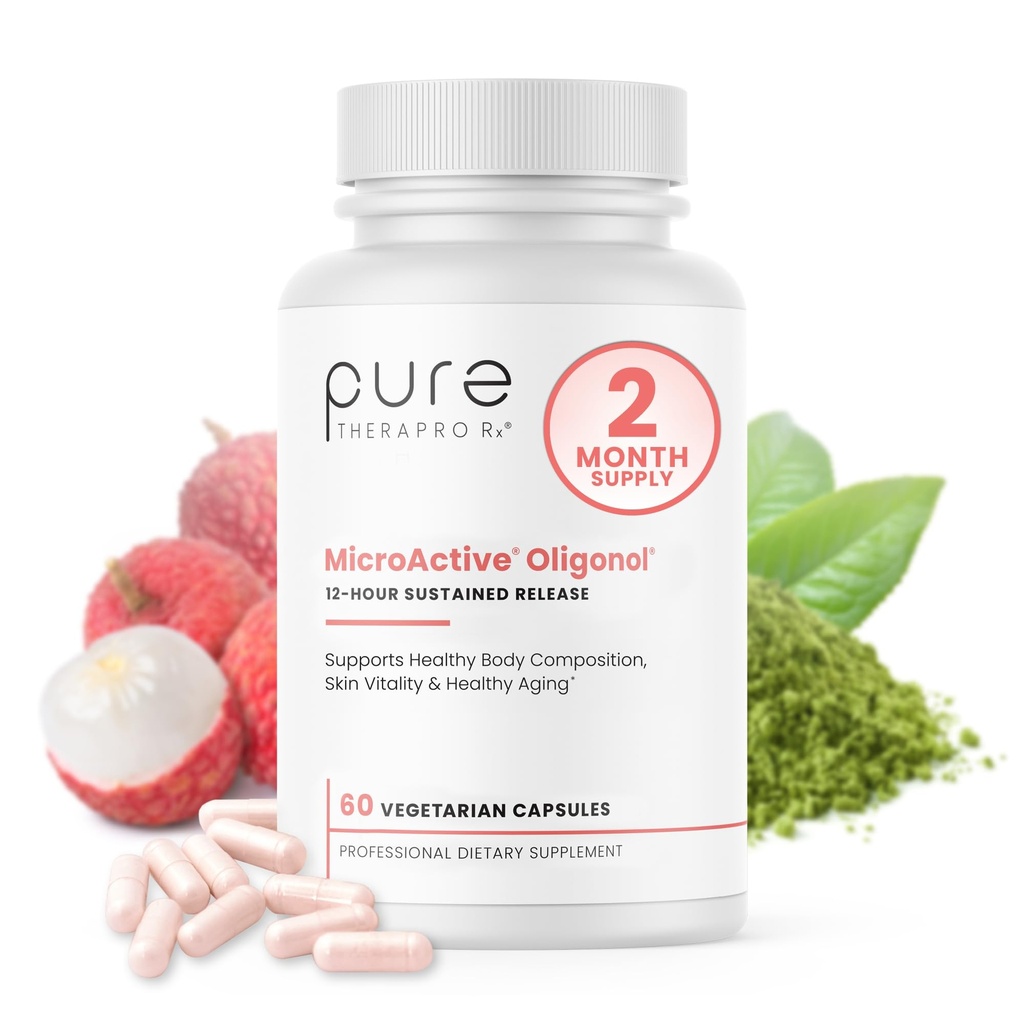 Saf Therapro Rx MicroActive Oligonol | Patented Lychii Fruit & Green Tea Supplement | 2X More bioAvailable | 2 Ay Supply | Non-GMO (60 Vegan Capsules)