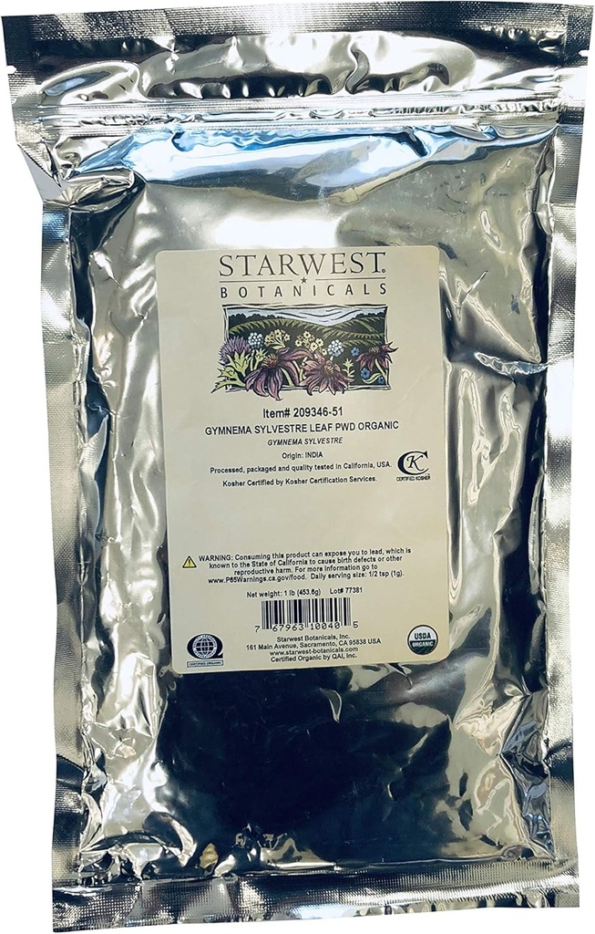 Starwest Botanicals Organik Gymnema Sylvestre Leaf Toz, 1 Pound