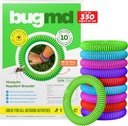 BugMD 10 Paketi Mosquito Wears, DEET-Free Bands for Yetişkinler & Çocuklar, Natural & Water Citronella Bilebands for Camping, Hiking, Beach, Travel & Outdoor Essentials