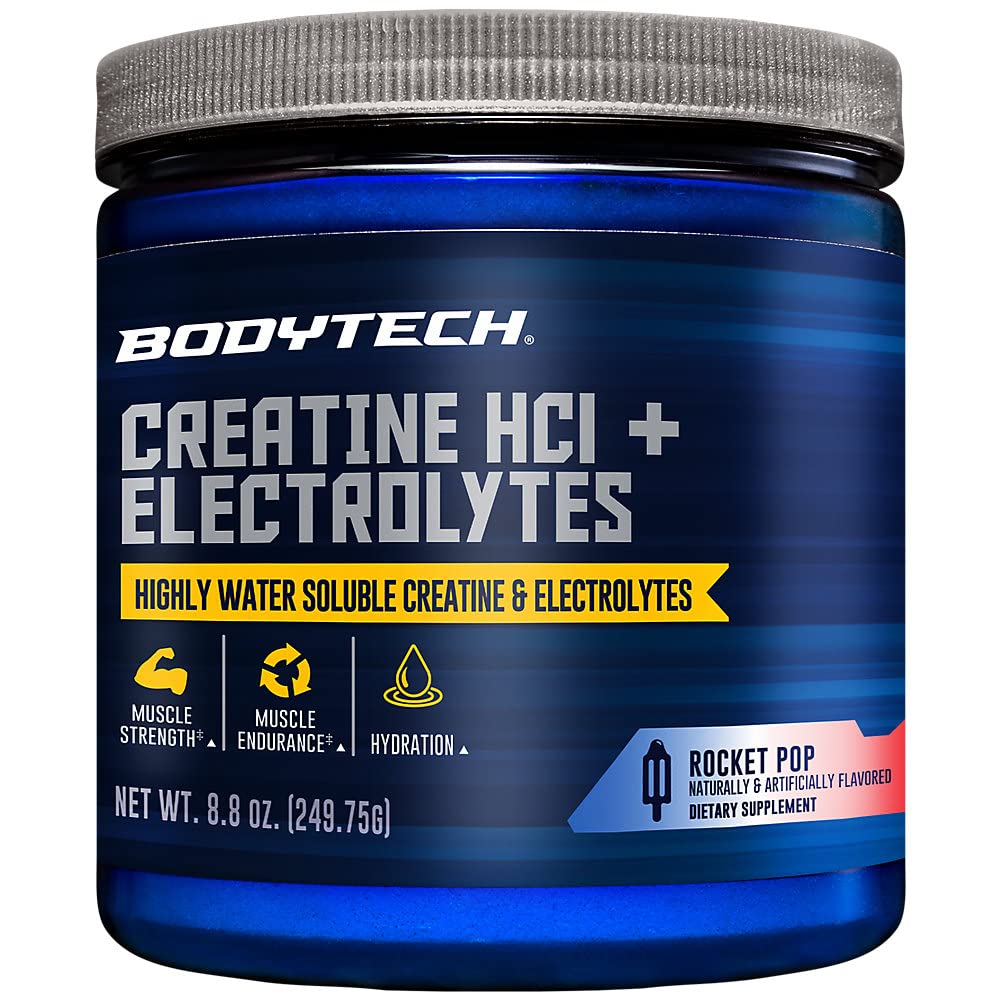 BODYTECH Creatine HCl + Ηλεκτρολύτες Σκόνη υψηλής υδατοδιαλυτό & Bioδιαθέσιμο ένα Pop Rocket (8,8 oz./75 Σερβίρει)