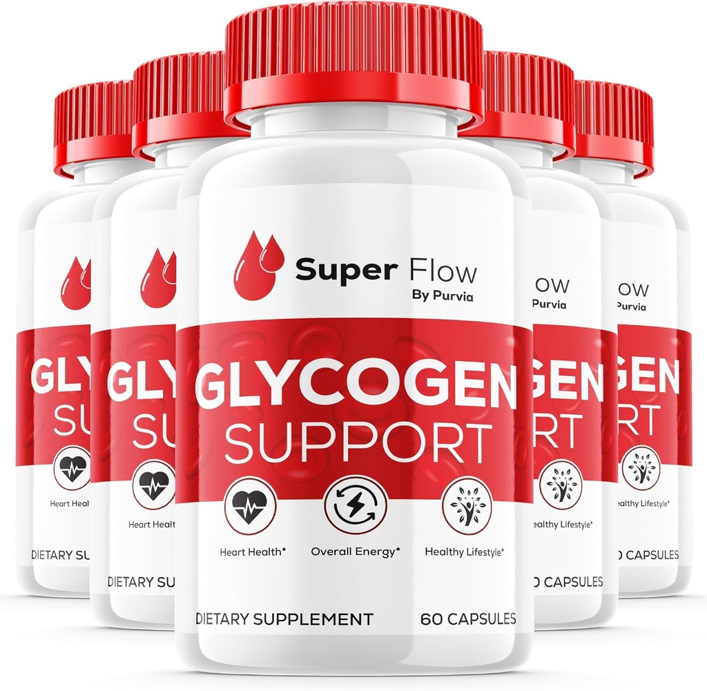 (5 Pack) Super Flow Glycogen Optimizer, Superflow Glycogen Support, Super Flow Optimizer Super Flow Optimizer Vitamin Supplement General Wellness Support Super Flow Maximum Strength (300 Capsules)