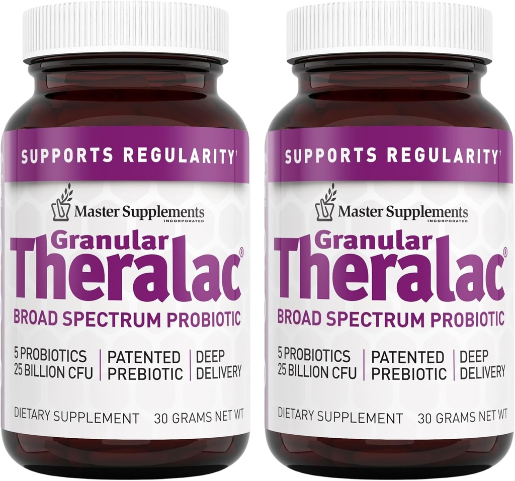 Master Συμπληρώματα Granular Theralac - 1,05 oz, Συσκευασία των 2 - Πολλαπλών Στραγγιστικών Προβιοτική Σκόνη για Βέλτιστη Υγεία Ούρων - Μεγάλη για τα παιδιά - Vegan, Χωρίς Γλουτένη - 80 Σύνολο Σερβιέτες