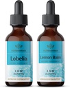 HERBAMA Herbal Liquid Drops Kit - Bundle of Lobelia Extract and Lemon Balm Tincture 2 fl oz - Vegan, Non-GMO, Sugar & Alcohol-Free - 2 Pack