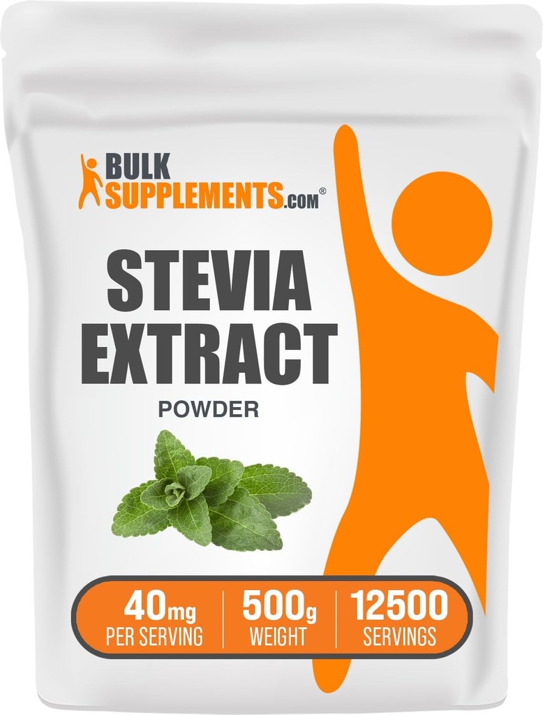 BulkSupplements.com Stevia Extract Toz - Stevia Sweetener - Zero Calorie Sweetener, Gluten Free, 40 mg per Service, 500g (1.1 lbs) (Paket of 1)