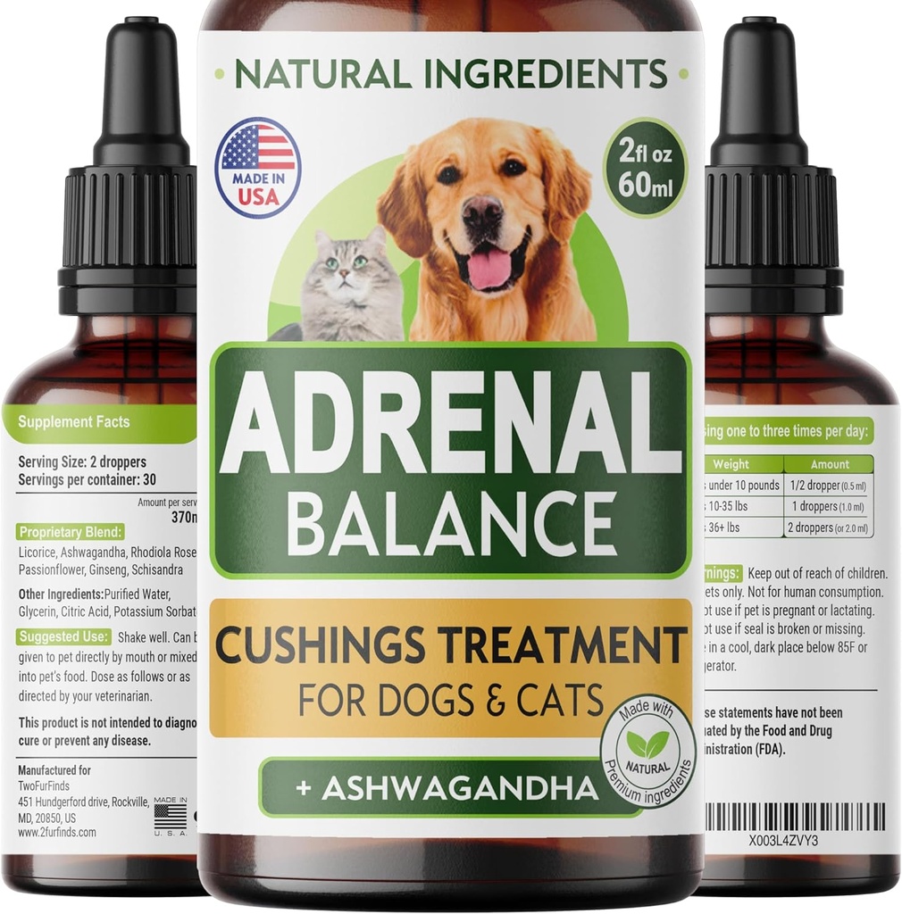 Köpek ve Kediler için acele et - Hayvanlar için Cushings Tedavisi, Аdrrangen Support w/Ashwagandha, Licorice Root, Rhodiola Rosea - En İyi Cushings Tedavisi - 2oz Harmony Herbal Drops