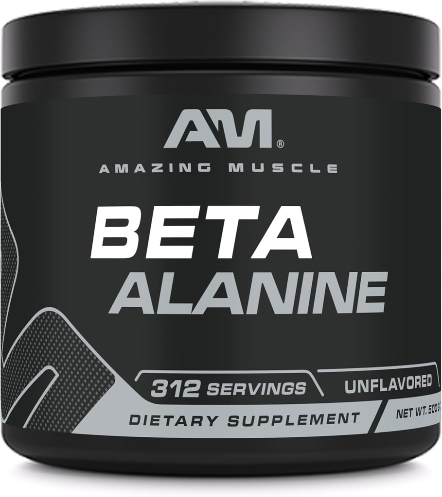Amazing Muscle Beta-Alanine Toz Supplement | 1600 Mg | Unflavored | 500 G (1.1 LB) | 312 Servisler | ABD'de Gerçekleştirilmiş | Made in USA