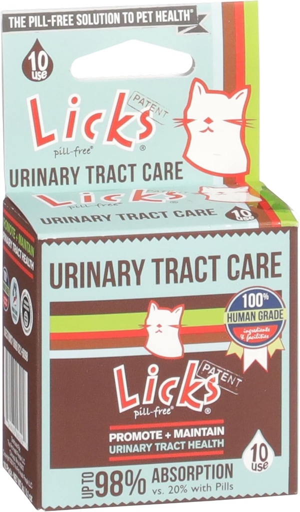 Licks Pill-Free Cat Urinary Tract Care - Cat UTI Care ve Önleme Gel Packets - Cats için Urinary Tract Enfeksiyonu Tamam - Omega 3 Fish Oil and L-Lysine Supplement - Gel Packets - 10 Use