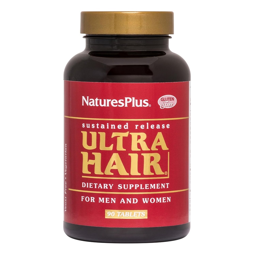 NaturesPlus Ultra Hair - 90 Sustained Release Tablets, Pack of 2 - Supports Healthy Hair Growth - for Men & Women - Gluten Free - 90 Total Servings