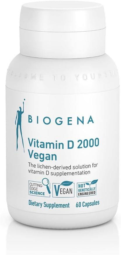 Biogena Vitamin D 2000 Vegan Formula - Sun Vitamin D3 Kalsiyum Aborpsiyon için Tamam, Immune Support - 60 Capsules**