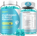 2 Pack Biotin Gummies with Collagen, Keratin, Hyaluronic Asit, Skin, Saç Büyümesi, Nails, Kadınlar Erkekler Yetişkin Çocuklar - Blueberry Flavored, 120 Gummies