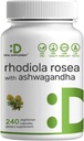 DEAL SUPPLEMENT Rhodiola Rosea with Ashwagandha, 240 Veggie Capsules – Max Strength 10:1 Root – Adaptojenik Supplements for Relaxation, Energy, & Brain Health* – Non-GMOMO
