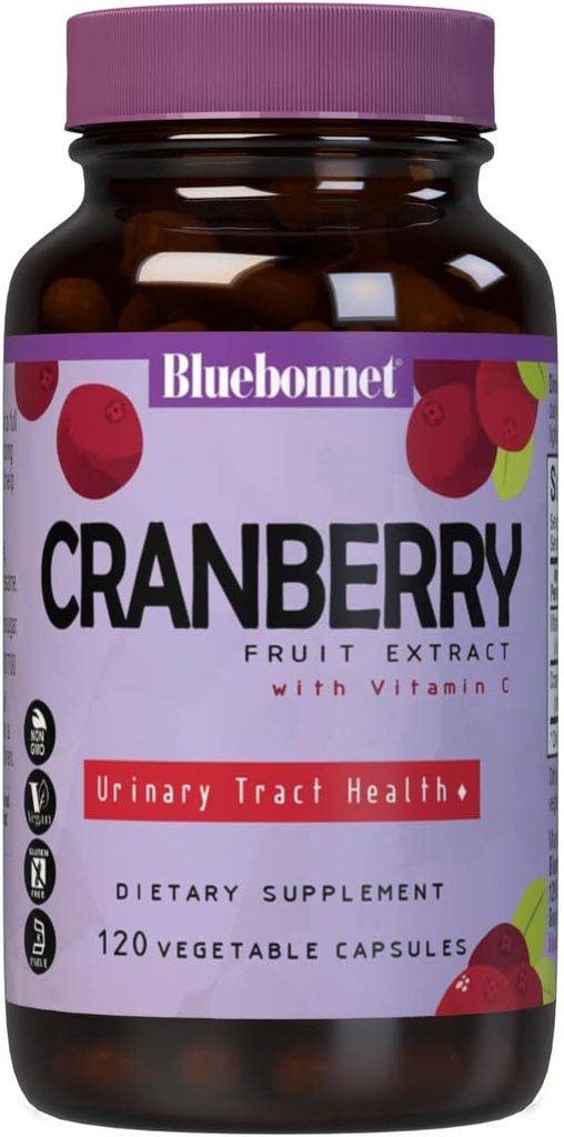 Bluebonnet Διατροφή Εκχύλισμα φρούτων βατόμουρο, Urinary Tract Support*, Μη ΓΤΟ, Kosher-Certified, Vegan, Χωρίς γλουτένη, Χωρίς σόγια, Γαλακτοκομικά, 60 κάψουλες λαχανικών, 60 εξυπηρετούν