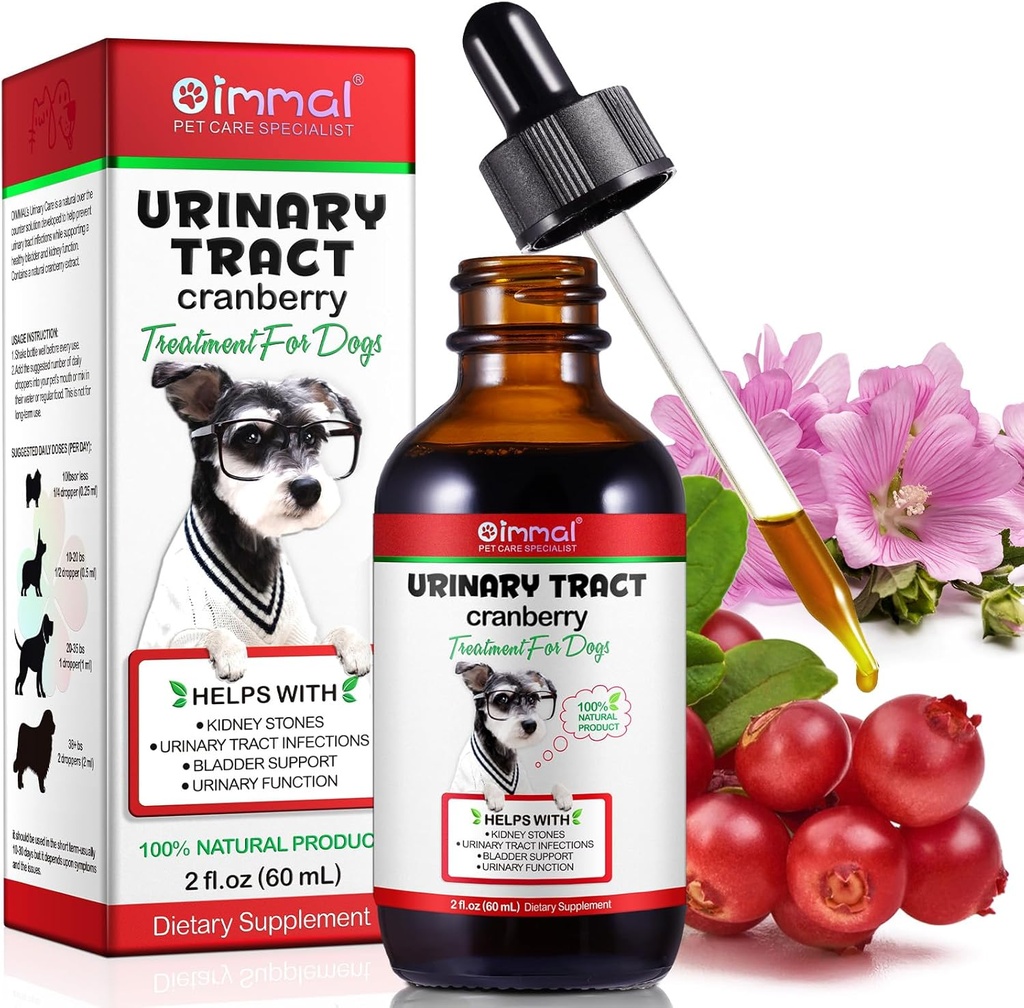 Köpekler için Urinary Tract, Köpek Urinary Tract Enfeksiyon Tedavisi Cranberry Supports Urinary Tract & Bladder, Supports Kidney Stone & Dog UTI, Pet Supplement Cranberry Supplement for Dogs - 60 ml