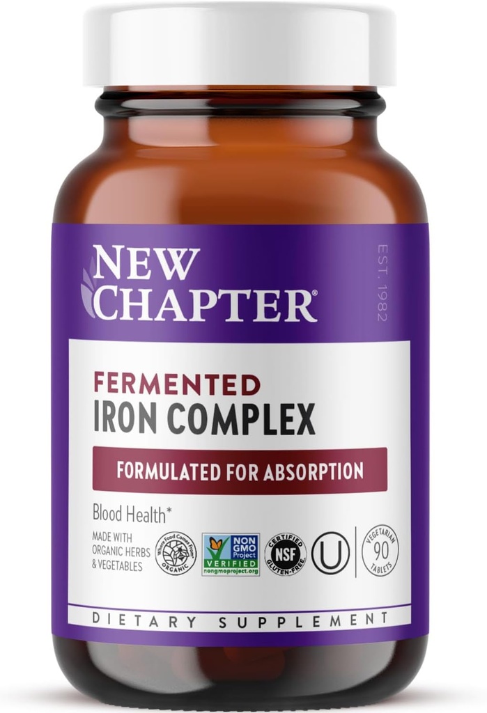 Yeni Bölüm Iron Supplement, All-Food Fermented Iron Kompleksi Organik Sebzeler ve Herbs + Bir Günlük Olmayan Doz- 90.
