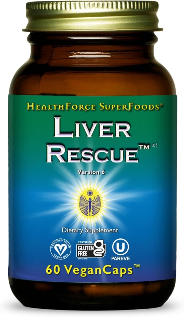 HealthForce SuperFoods Liver Recovery - Natural Liver Cleanse - Milk Thistle & Dandelion Root - Gluten-Free & Vegan - 60 Capsules