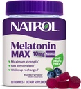 Natrol Melatonin 10mg συμπλήρωμα βοήθειας για τον ύπνο, 80 Count MelatoninMax Gummies, Blueberry Flavor, 10 mg Melatonin Gummies για περιστασιακή αϋπνία, 80 ημέρες εφοδιασμού