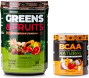 Nutrology Greens & Fruits Toz-Doğal olarak Superfood, Chocolate (30 hizmet) BCAA Natural, Plant Based BCAA Toz, Orange Coconut Flavor (30 hizmet)
