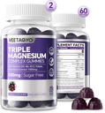 Magnezyum Gummies 500 mg 400 mg | High Abxia, Bone, Nerves, Muscle | 3 Forms of Magnezyum Complex Supplement Glycinate,Taurate,Malate | Yetişkinler - Vegan,Sugar Free,120Cts