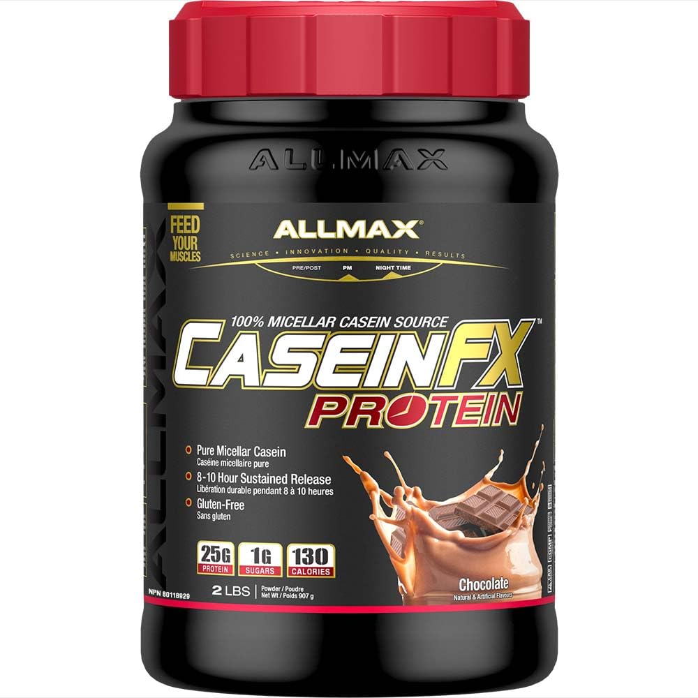 ALLMAX Casein-FX proteini, Chocolate - 2 lb - 25 Slow-Release Protein Per Scoop - Low Carb & Zero Eklenmiş Şeker - Approx. 27 Hizmetler
