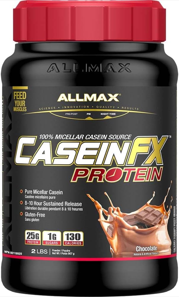 ALLMAX Casein-FX proteini, Chocolate - 2 lb - 25 Slow-Release Protein Per Scoop - Low Carb & Zero Eklenmiş Şeker - Approx. 27 Hizmetler
