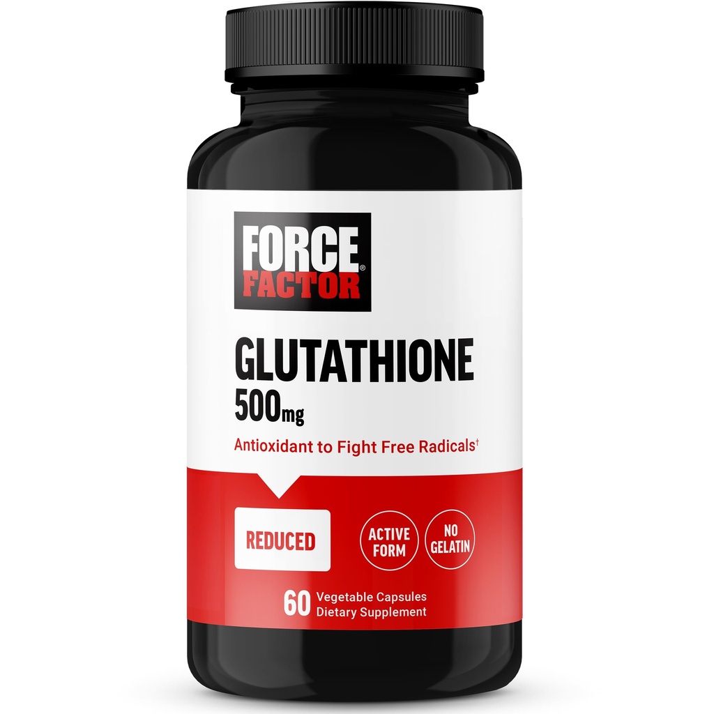 FORCE FACTOR Glutathione Supplement, Antioksit Glutathione 500 mg for Superior Abors and Efficacy, Active Form, Vegan, Non-GMO, 60 Sebze Capsules