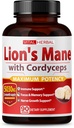 VITAL HERBAL Lions Mane Mushroom with Cordyceps Capsules Equivalent to 5030 mg - maksimum Potency L-Theanine Ashwagandha Beyin Supplement for Focus Memory Energy Mood Support 90 Days Supply