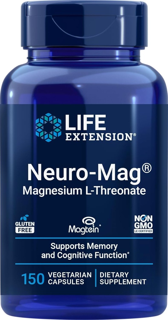 Hayat Nöro-Mag Magnezyum L-Threonate, 150 Vegetarian Capsules, Kadınlar ve Erkekler için Magtein Supplement