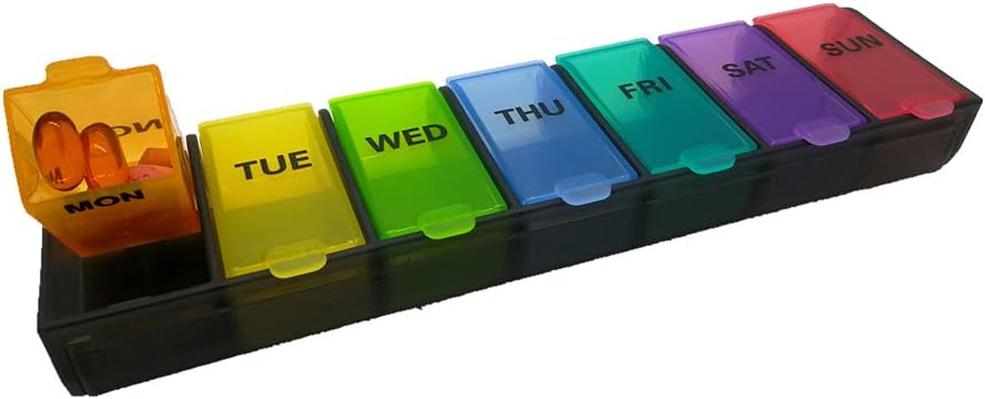 Pill Box Weekly Pill Organizer, WOWhouse Daily Pill Organizer ile Büyük Karşılaştırmalar Balık Yağları Eks İlaçları Için Ücretsiz (time1day-blk)
