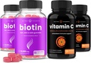 NutraChamps Biotin Gummies (2 Pack) ve C Capsules (2 Pack) 4 Pack Sche