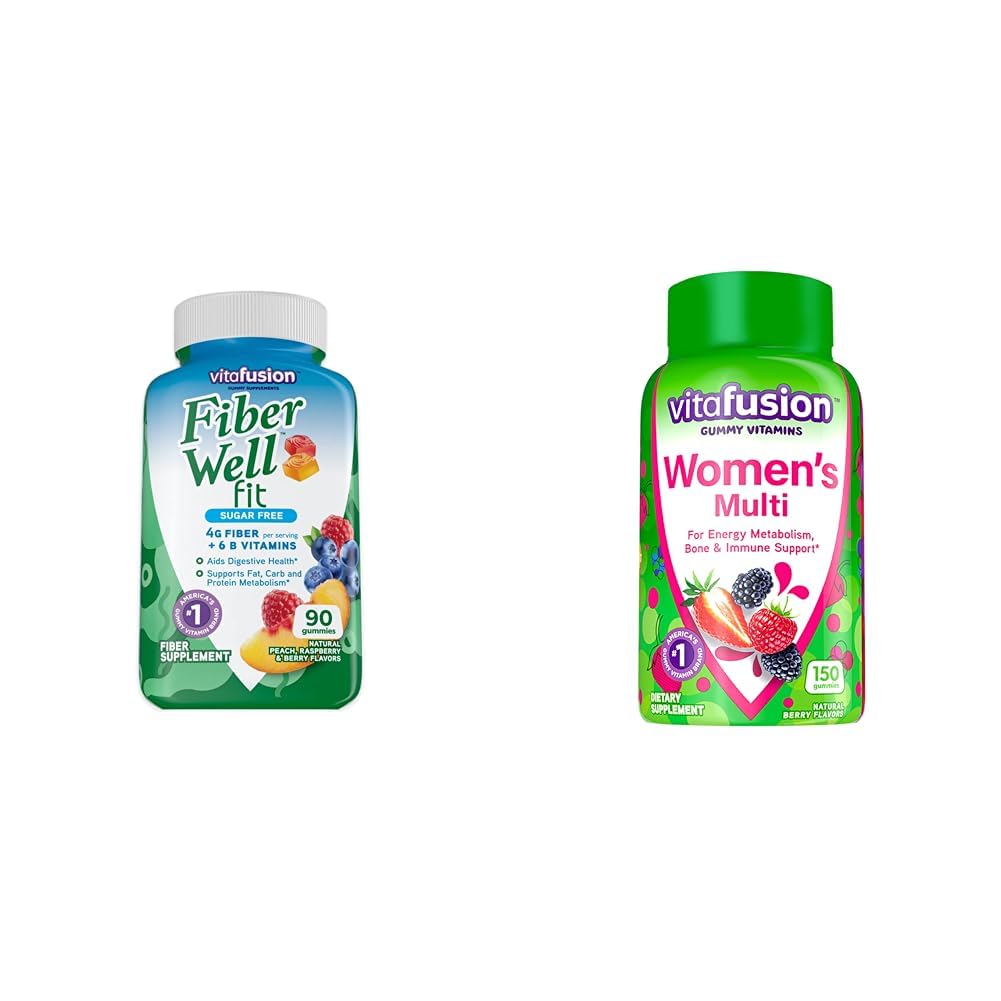 Vitafüzyon Fiber Well Fit Gummies Supplement, 90 Kont (Pazar Mayıs Vary) & Womens Multivitamin Gummies, Berry Kadınlar için Günlük Vitaminler