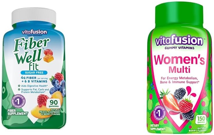 Vitafüzyon Fiber Well Fit Gummies Supplement, 90 Kont (Pazar Mayıs Vary) & Womens Multivitamin Gummies, Berry Kadınlar için Günlük Vitaminler