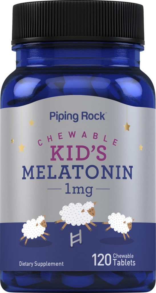 Piping Rock Kids Melatonin 1mg | 120 Chewable Tabletler | Çocuklar için Tamam | Vegetarian,Non-GMO, Gluten Free Free