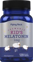 Piping Rock Kids Melatonin 1mg | 120 Chewable Tabletler | Çocuklar için Tamam | Vegetarian,Non-GMO, Gluten Free Free