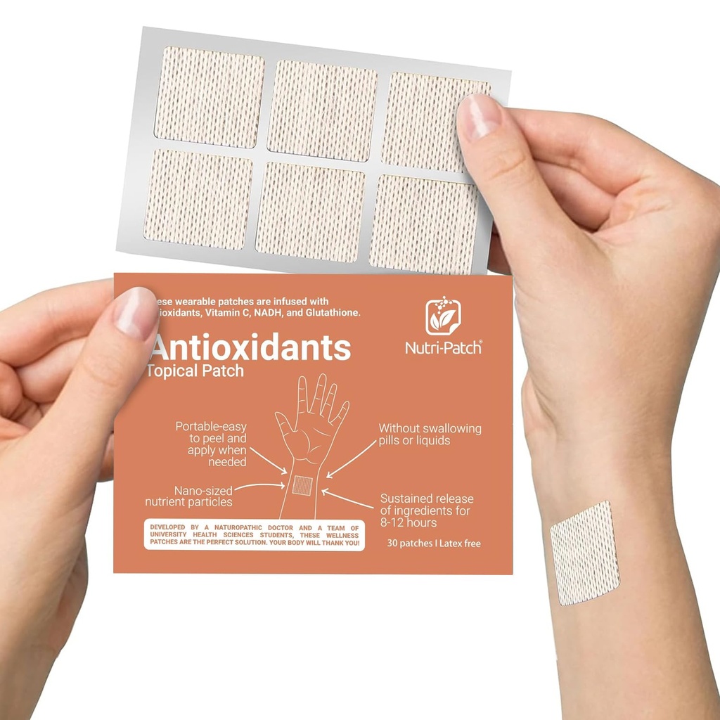 NUTRI-PTCH Αντιοξειδωτικά Επίκαιρο Patch, εγχυμένο με Βιταμίνη C, Γλουταθειόνη, συνένζυμο Q10, NAC, 30 Count
