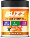 Sabah Buzz Energy Drink Toz - Enerji Boost Drink Mix - Sugar-Free Energy with Antioksis - Morning Kickstart and Sports Beslenme Endurance Ürün - 30 Hizmet, Peach, 8 Ounces, Peach, 8 Ounces