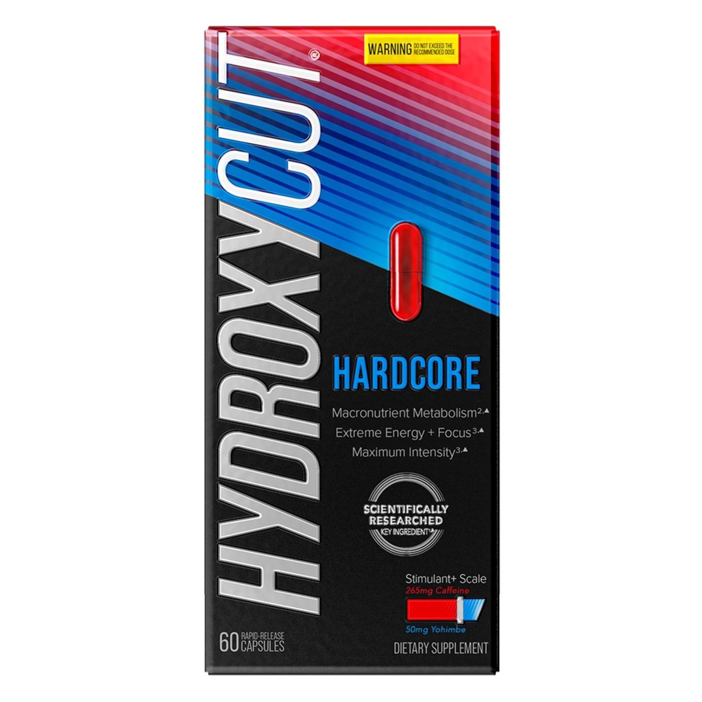 Hydroxycut Hardcore - 60 κάψουλες ταχείας αποδέσμευσης - Θερμογόνο κάψιμο θερμίδων, ακραία ενέργεια + εστίαση, μέγιστη ένταση - για γυναίκες και άνδρες