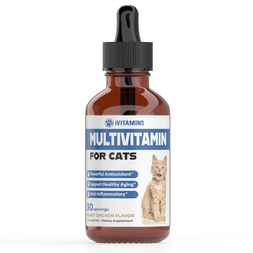 Cat Multivitamin - Υποστηρίζει την ανοσοποιητική υγεία, το δέρμα, το παλτό, την υγεία της καρδιάς & Περισσότερα - Βιταμίνες γάτας - Συμπληρώματα γάτας & βιταμίνες - Βιταμίνες γάτας για τις εσωτερικές γάτες - Βιταμίνες Kitten - Cat ανοσοποιητική υποστήριξη - (1)