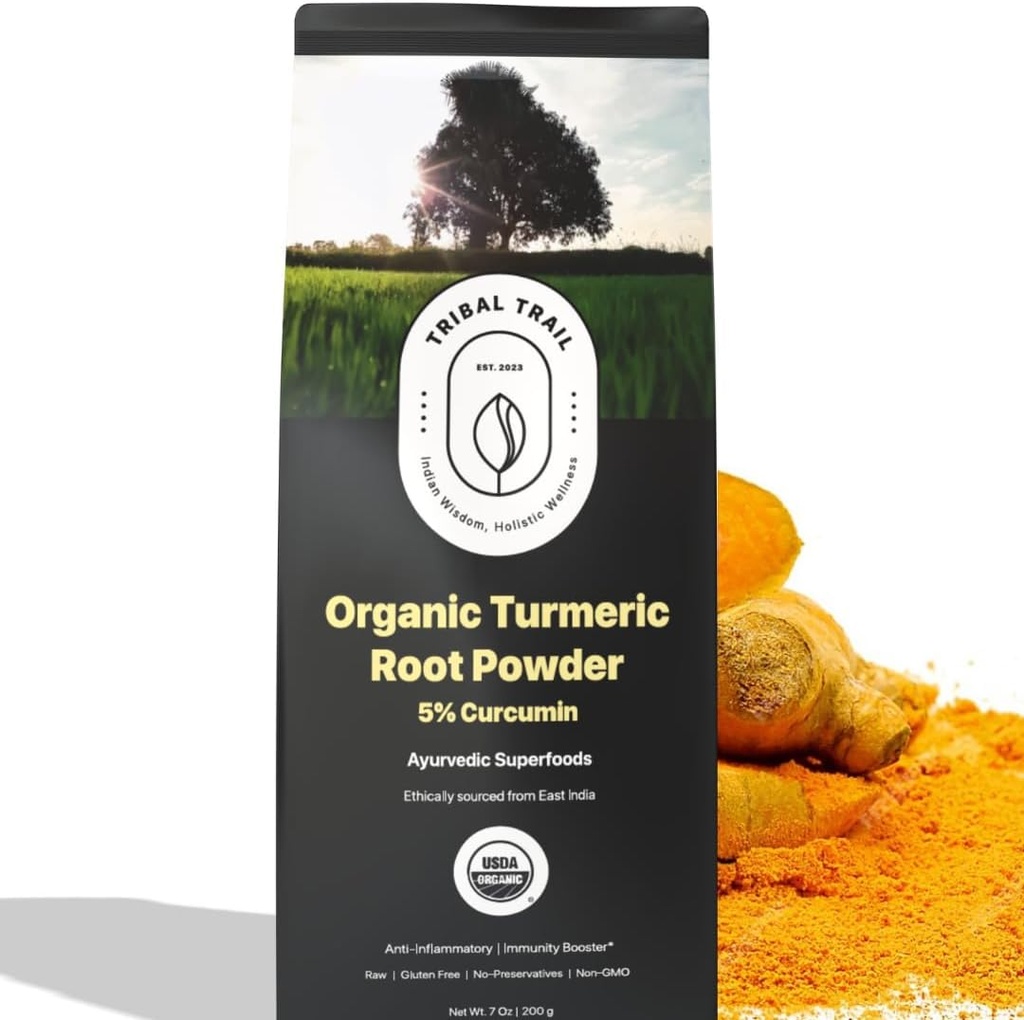 Organik Turmeric Toz | 7.05 oz | USDA Organik & Non-GMO | Turmeric Curcumin Supplement from India | Lab Tested for lips | Rich in Antioksis