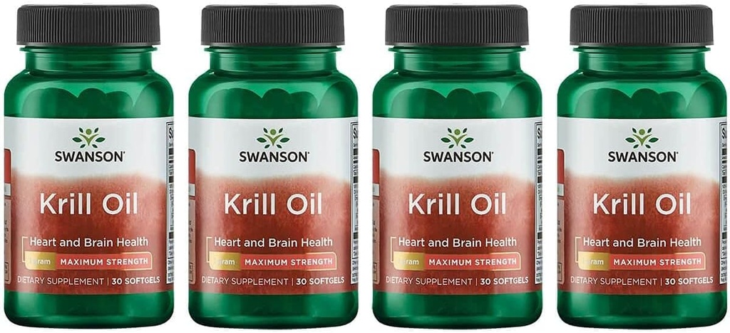 Swanson EFAs- Krill Oil - Μέγιστη περιεκτικότητα - 1 g, 30 Softgels (4 συσκευασία)