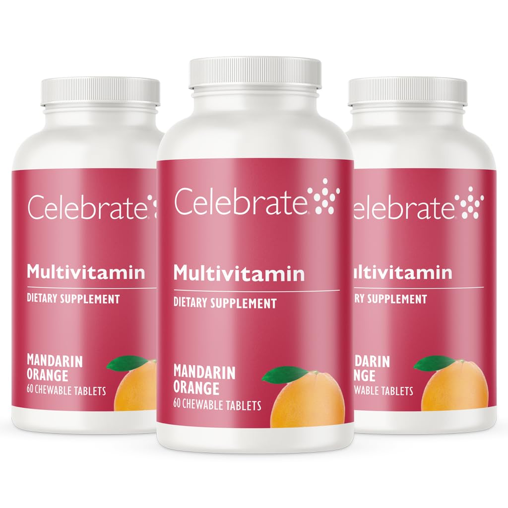 Celebrate Vitamins Bariatric Multivitamin Chewable, Iron Free - Post Gastric Bypass & Sleeve Gastrectomy Supplement for Men & Women - Essential Minerals & Vitamin A, B, D & E - Orange (180 Tablets)