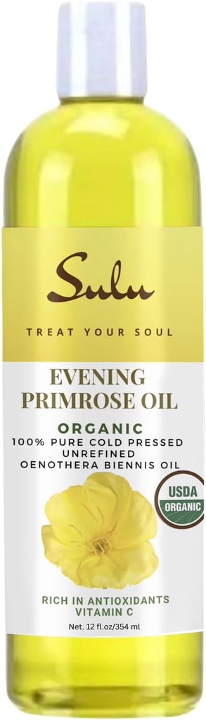 100% Saf Organik All Natural Eveningrose Oil 12% GLA (12 oz)